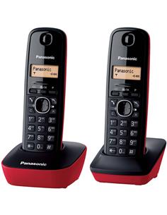 Panasonic KX-TG1612 Teléfono Inalámbrico DUO Negro/Rojo