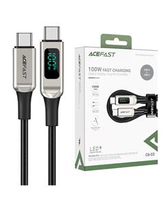 Acefast C6-03 Cable USB-C a USB-C 100W con LCD 2 Metros Plata