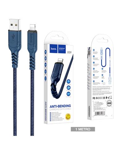 Cable USB a Lightning 1 m 2.4Amp Hoco X59 Victory Cuerda Azul
