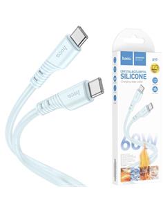 Cable USB-C a USB-C 1 m 60W Hoco X97 Crystal Silicona Azul