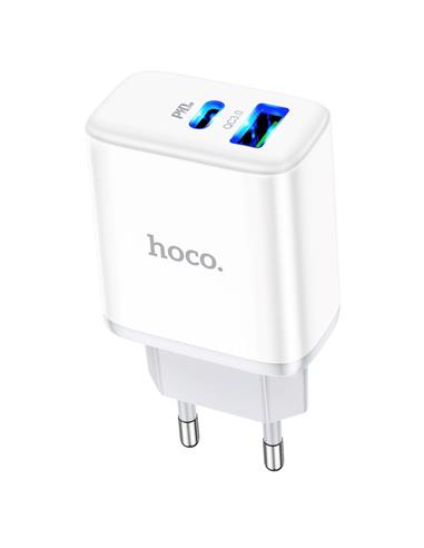 Cargador USB y USB-C 20W Hoco C105AQ Blanco