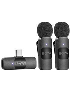 BOYA BY-V2 Kit 2 Micrófonos Inalámbricos con conexión USB-C