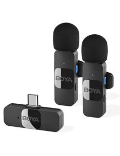 BOYA BY-V20 Pack 2 Micrófonos Lavalier Inalámbricos con USB-C