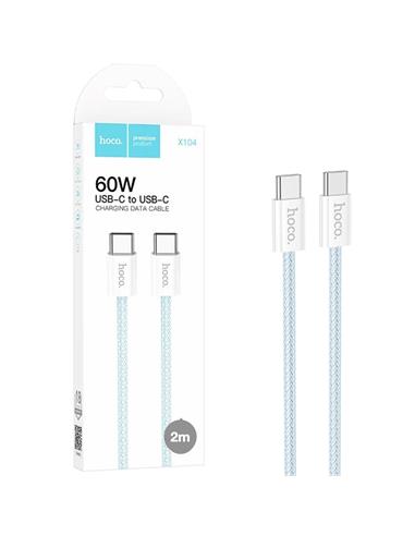 Cable USB-C a USB-C 2M 60W Hoco X104 Blue (para iPhone 15)