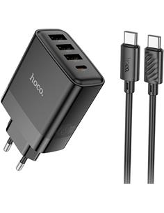 Hoco C127A Inteligent Charger four-port PD45W Cable Type C-Type C Black