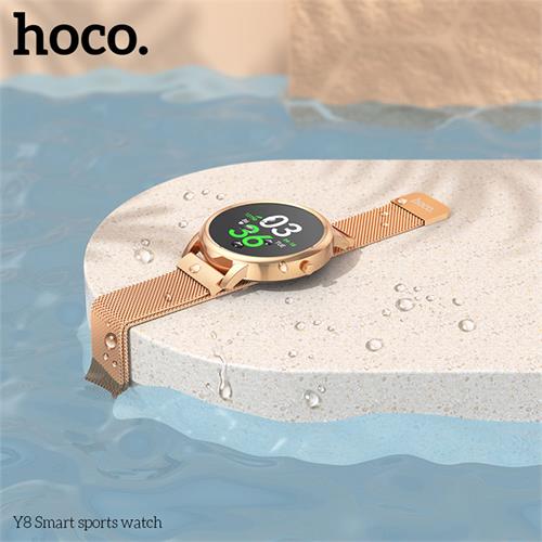 Hoco Y8 Smartwatch con Correa Milanesa Oro Rosa