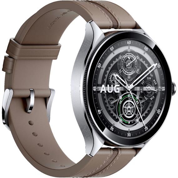 Xiaomi Watch 2 Pro 4G LTE Silver Case Brown Leather Strap (BHR7210GL)