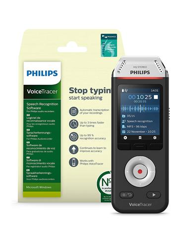 Philips DVT2810 Grabadora de Voz Stereo + Software de Transcripción