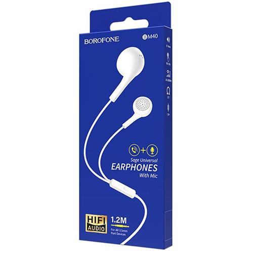 Borofone BM40 Auricular Sage Universal Blanco