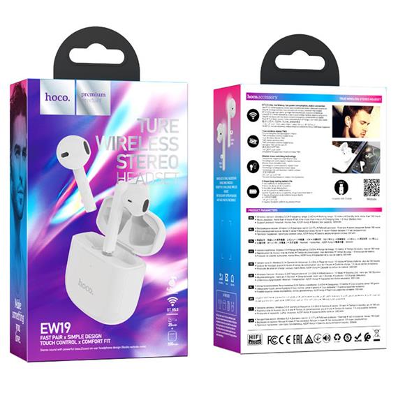 Hoco EW19 Auricular Bluetooth TWS Blanco