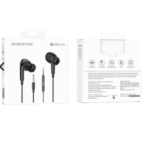 Borofone BM80 Pro Auricular con micrófono y clavija 3.5mm negro