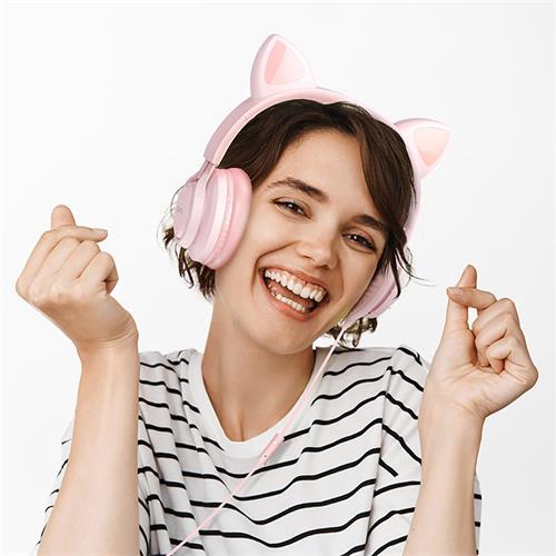 Hoco W36 Auricular con Micro Cat Ear Rosa