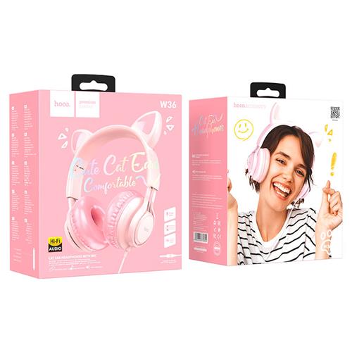 Hoco W36 Auricular con Micro Cat Ear Rosa