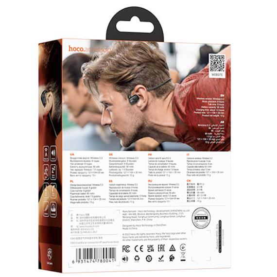Hoco ES63 Auriculares Deportivos Bluetooth de Conducción Aérea Negro