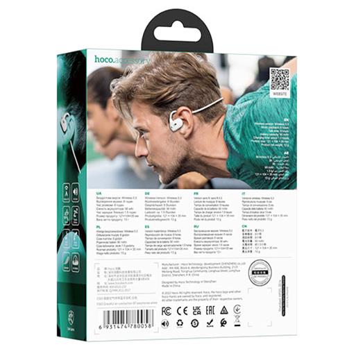 Hoco ES63 Auriculares Deportivos Bluetooth de Conducción Aérea Blanco