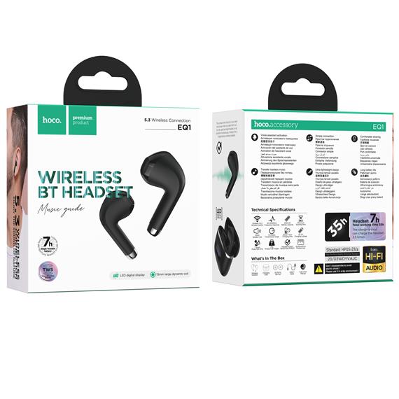 Hoco EQ1 Music Guide Auricular Inalámbrico Bluetooth Negro