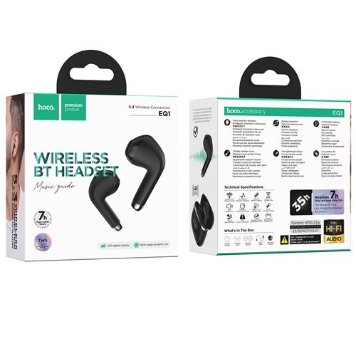 Hoco EQ1 Music Guide Auricular Inalámbrico Bluetooth Negro