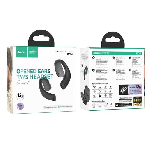 Hoco EQ4 Auricular Deportivo Bluetooth Open-Ear Negro