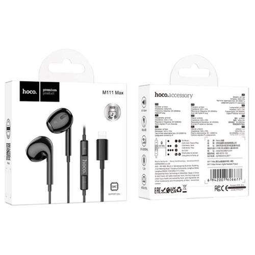 Hoco M111 Max Auricular Lightning para iPhone Negro
