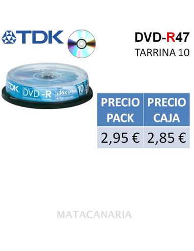 TDK DVD-R47 CBED10 (TARRINA 10 DVD)16 X 120 MIN 4.7GB