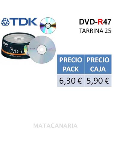 TDK DVD-R47 CBED25 (TARRINA 25 DVD) 16 X 120 MIN 4.7GB