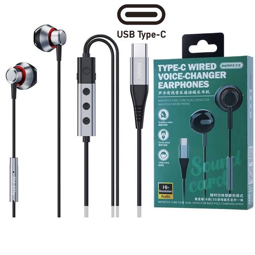 Remax RM-635a Auricular de Cable USB-C Cambiador de VOZ
