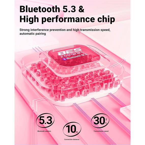 Acefast T9 Crystal  Auricular Bluetooth Pomelo Red