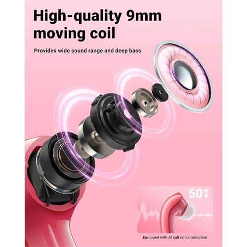 Acefast T9 Crystal  Auricular Bluetooth Pomelo Red