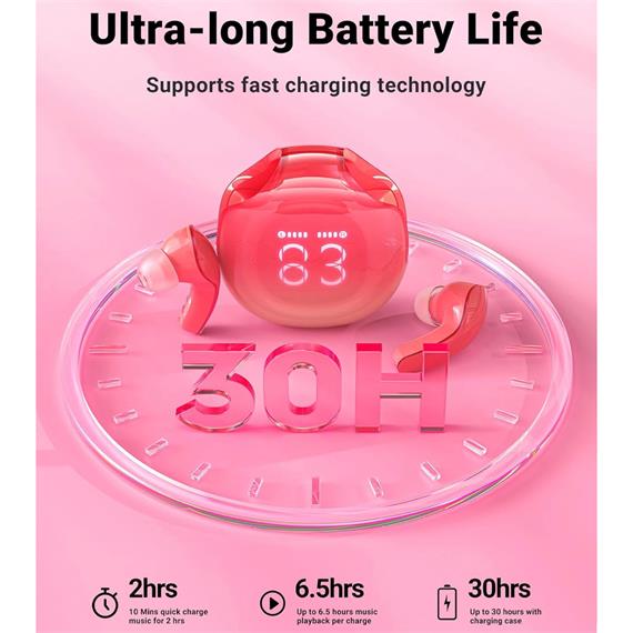 Acefast T9 Crystal  Auricular Bluetooth Pomelo Red