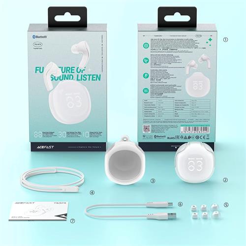 Acefast T9 Crystal  Auricular Bluetooth Porcelain White