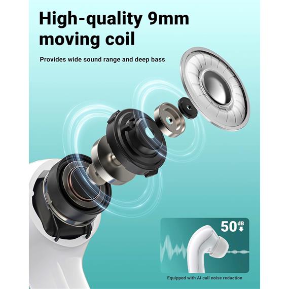 Acefast T9 Crystal  Auricular Bluetooth Porcelain White