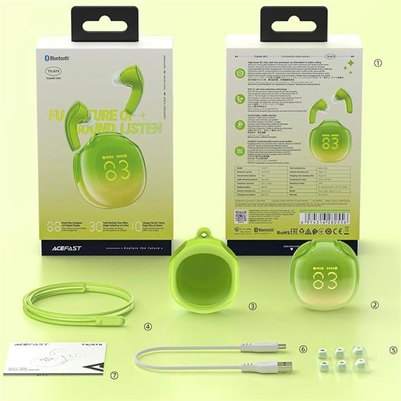 Acefast T9 Crystal  Auricular Bluetooth Avocado Green