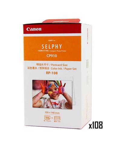 Canon RP-108 - Papel fotográfico y cartucho de tinta original para Selphy
