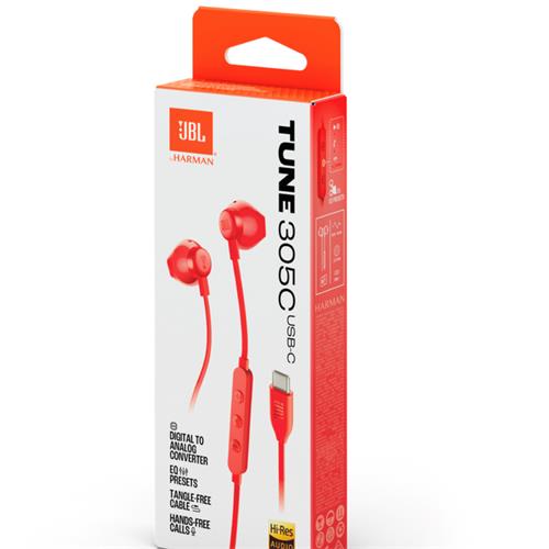 JBL Tune 305C Auricular USB-C con micrófono Rojo