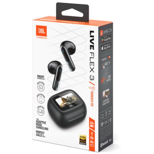 JBL Live Flex 3 Auricular Bluetooth con Cancelación de Ruido y pantalla Negro