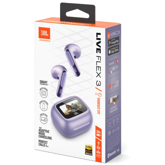 JBL Live Flex 3 Auricular Bluetooth con Cancelación de Ruido y pantalla Púrpura