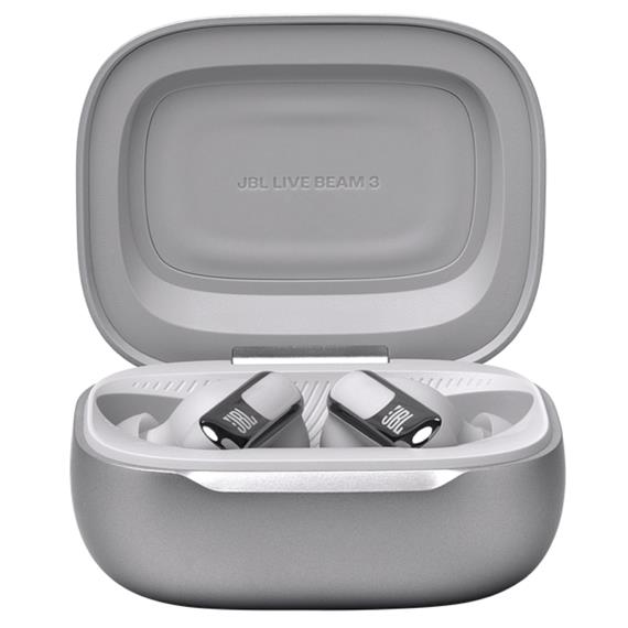 JBL Live Beam 3 Auricular Bluetooth con Cancelación de Ruido y pantalla Plata