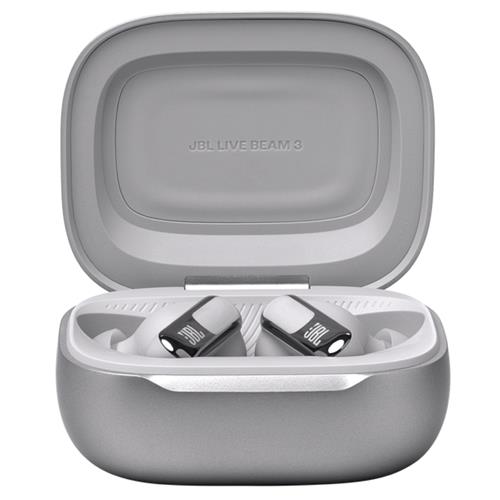 JBL Live Beam 3 Auricular Bluetooth con Cancelación de Ruido y pantalla Plata