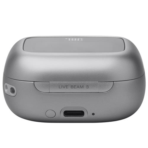JBL Live Beam 3 Auricular Bluetooth con Cancelación de Ruido y pantalla Plata