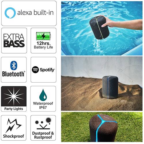 SONY SRS-XB402 ALT. BLUETOOTH/WIFI RECARGABLE CON ALEXA IP67 BLACK