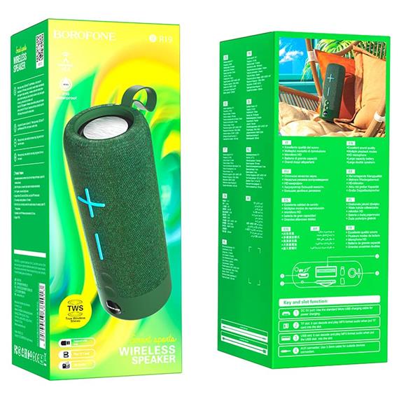Borofone BR19 Altavoz Euphony Sports BT Verde Oscuro