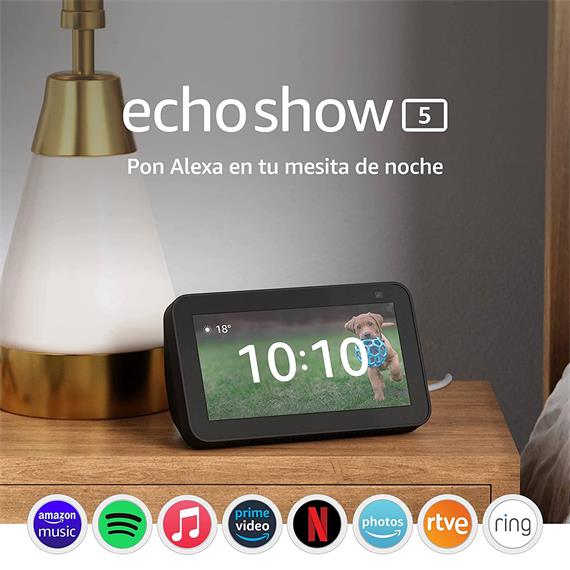 Amazon Echo Show 5 (2ª Generación) Negro + Regalo bombilla inteligente