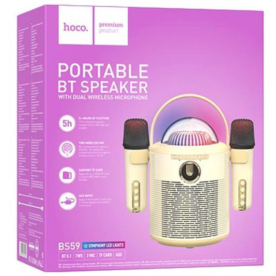 Hoco BS59 Altavoz Bluetooth Karaoke con 2 Micros Beige