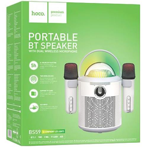 Hoco BS59 Altavoz Bluetooth Karaoke con 2 Micros Cold Gray