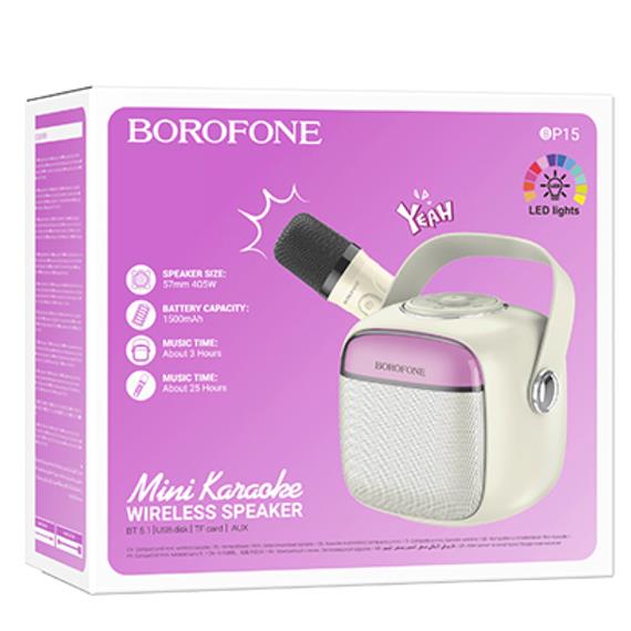 Borofone BP15 Altavoz Bluetooth Karaoke con Micro Inalámbrico Milky White