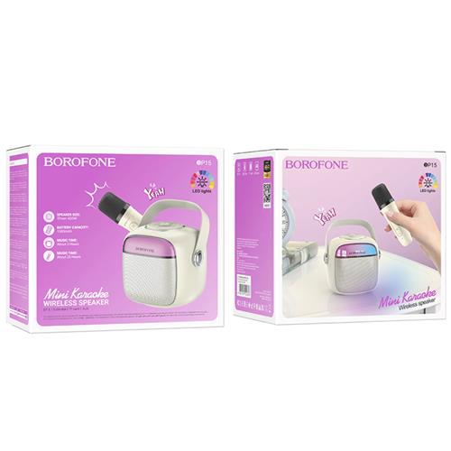 Borofone BP15 Altavoz Bluetooth Karaoke con Micro Inalámbrico Milky White