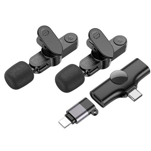 Borofone BFK12 Pack 2 Micrófonos Lavalier Inalámbricos USB-C y Lightning