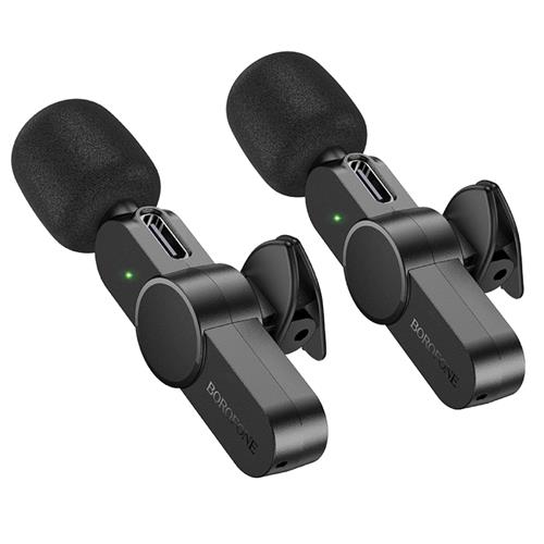 Borofone BFK12 Pack 2 Micrófonos Lavalier Inalámbricos USB-C y Lightning