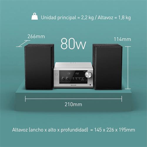 Panasonic SC-PM700EG-S Microcadena de 80W con CD, USB y Bluetooth