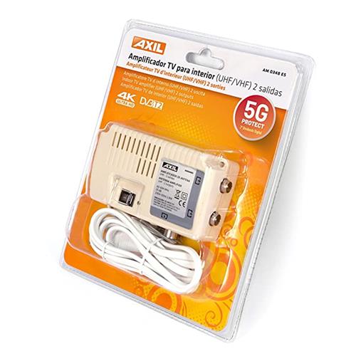 Axil AM0348E5 Amplificador Int. 25DB 2S. UHF+YHF LTE Blister 5G
